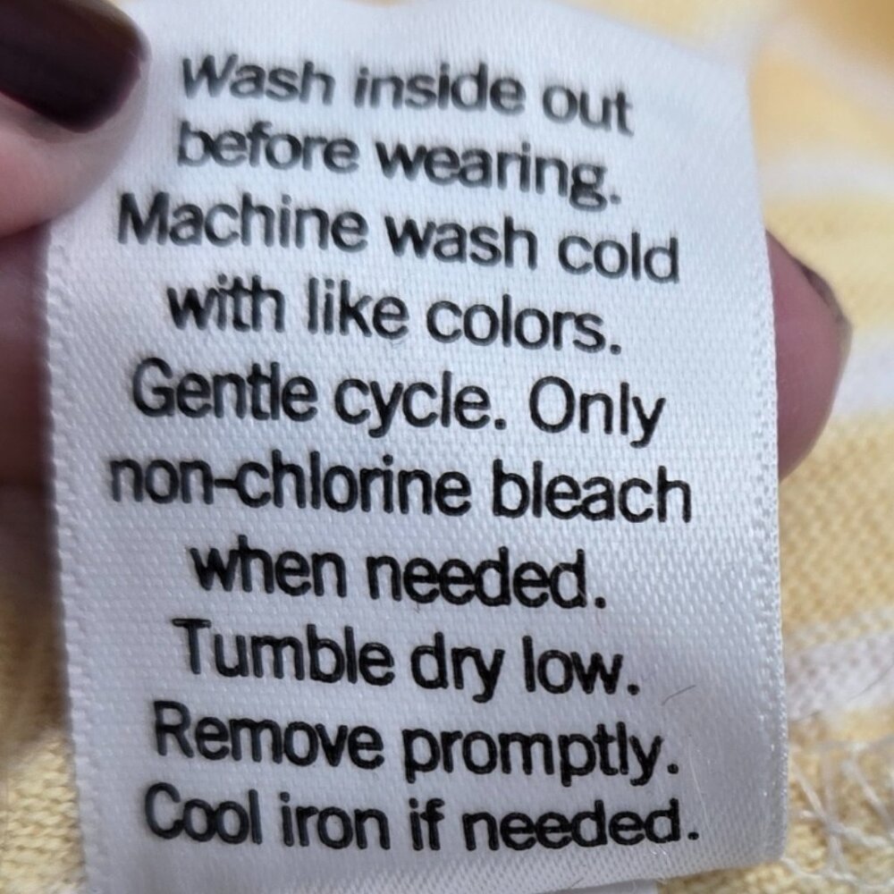 LC Lauren Conrad Yellow White Striped Racerback 100% Cotton Ruffle Tank Large - Picture 6 of 7